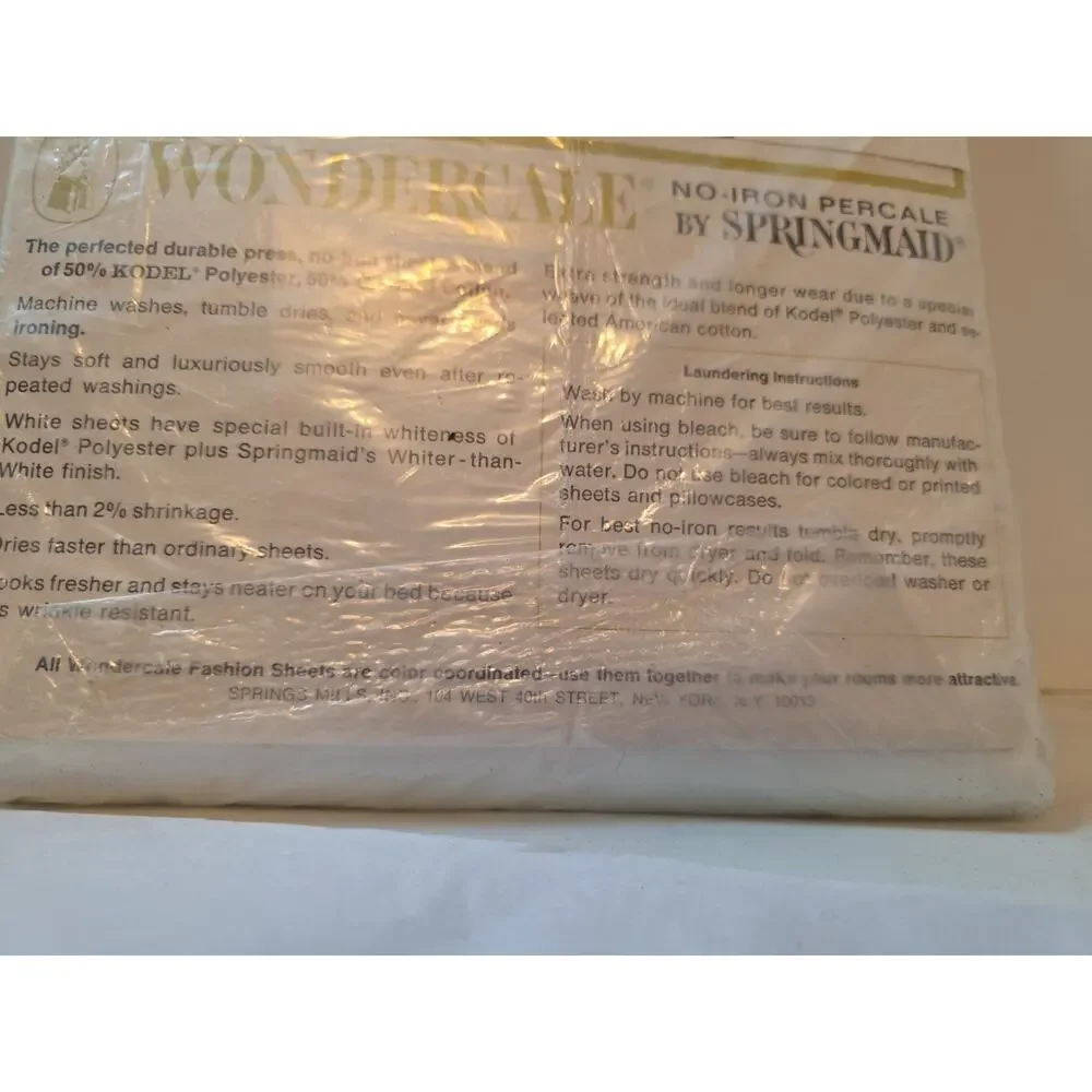 Wondercale Twin Flat No Iron Percale Made In USA Blue Roses Floral